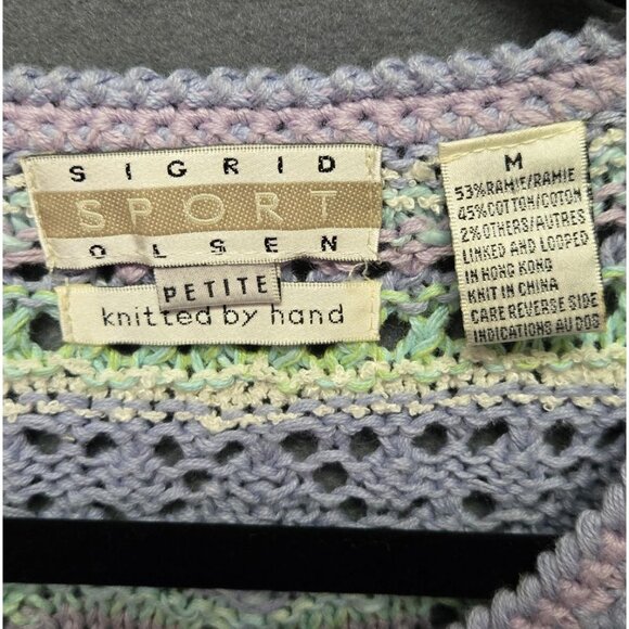 Vintage Hand-Knitted Cottagecore Grandma Cardigan Sweater M Pastel - Picture 3 of 10